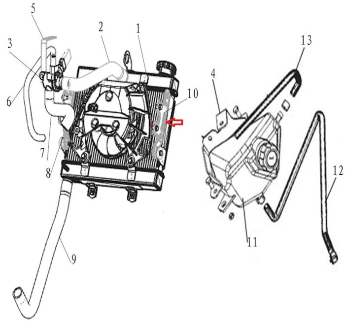 Regal Raptor DY 250 Radyatör Braketi Sağ - Görsel 1